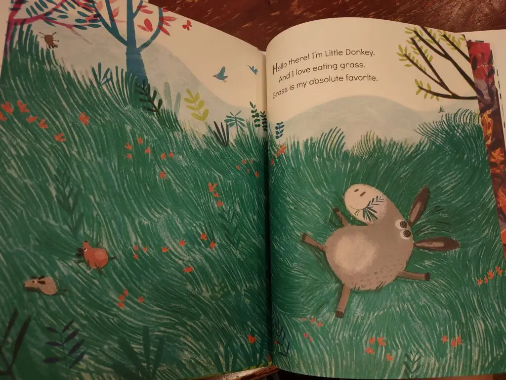 First couple pages of Little Green Donkey book